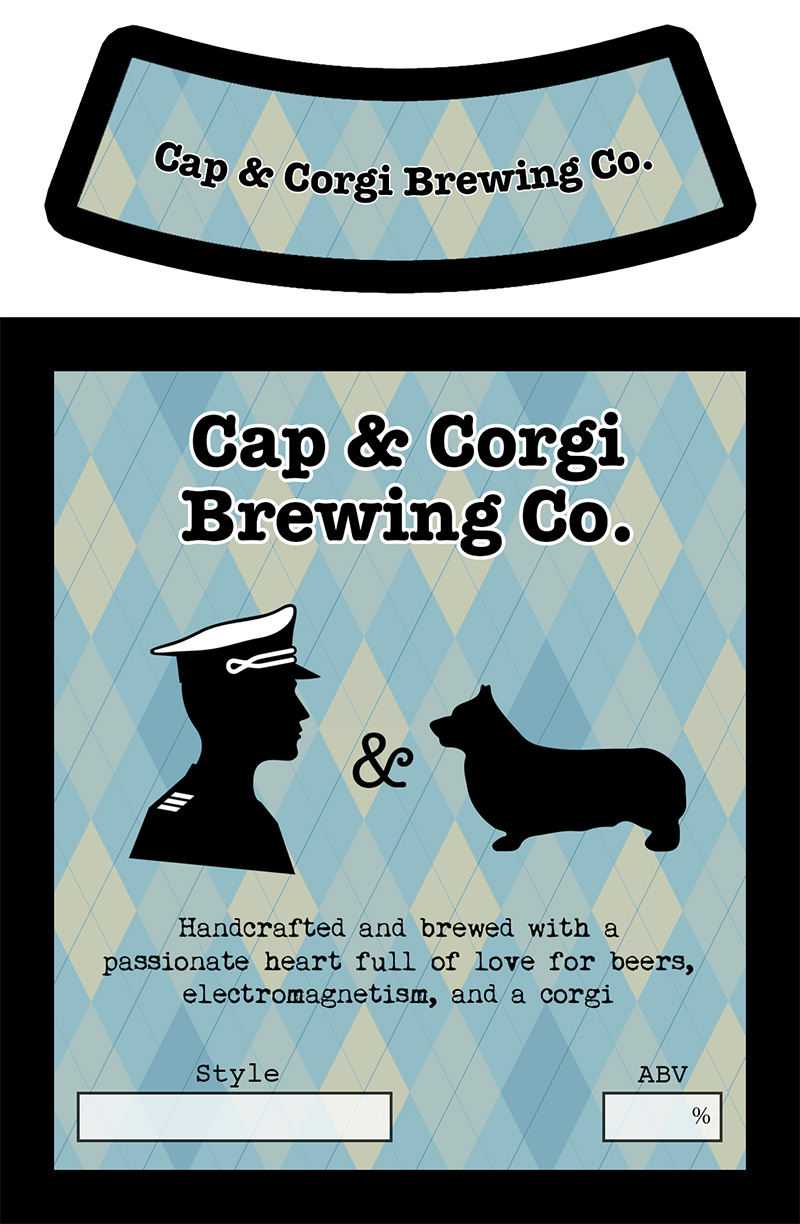 Cap and corgi beer label